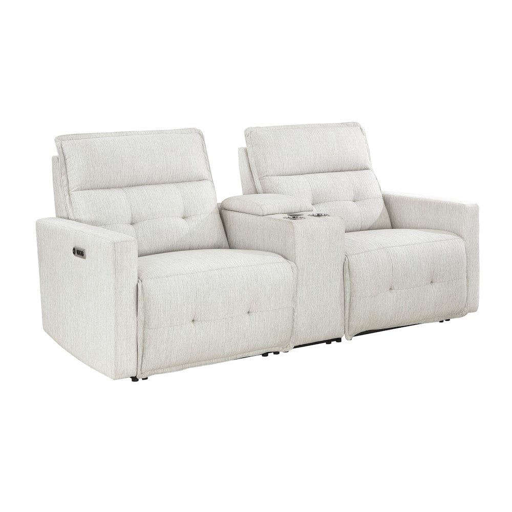 Homelegance  - Salida Power Double Reclining Love Seat W/ Center Console and Power Headrests in White - 9444HMP-2CNPWHx  view 6