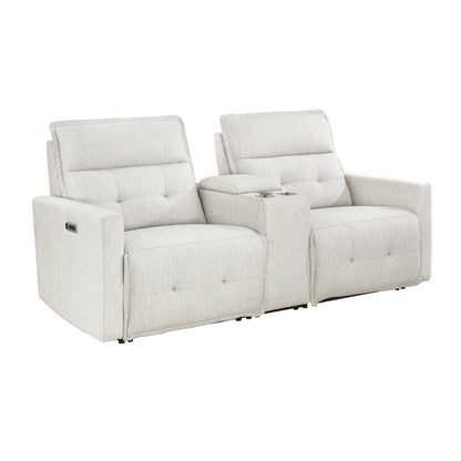 Homelegance  - Salida Power Double Reclining Love Seat W/ Center Console and Power Headrests in White - 9444HMP-2CNPWHx  view 6
