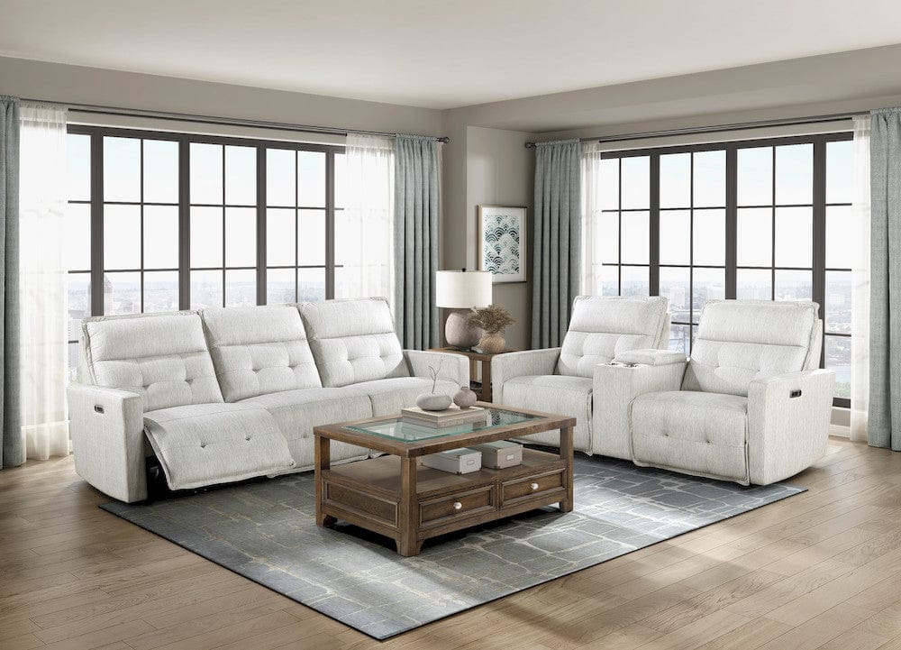 Homelegance  - Salida Power Double Reclining Sofa W/ Power Headrests in White - 9444HMP-3PWHx  view 6