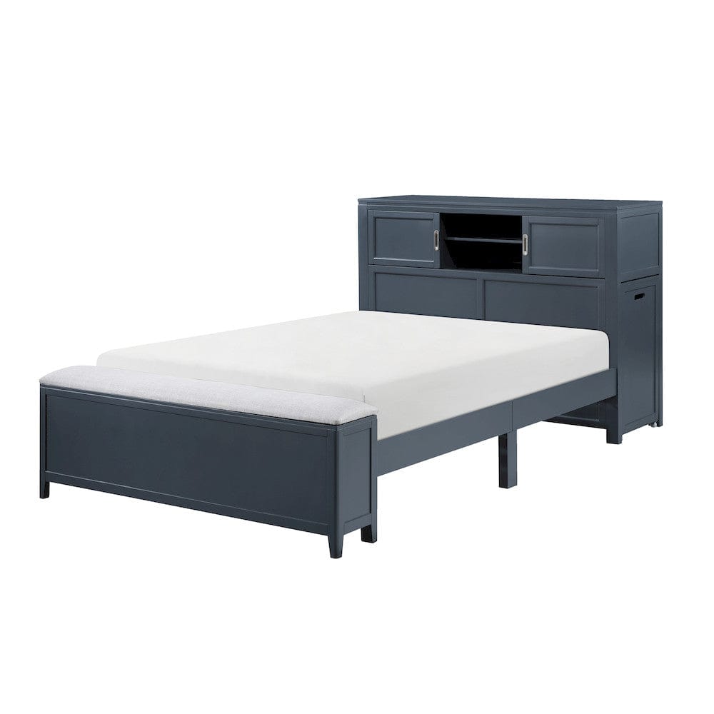 Homelegance  - Sloane Full Bookcase Platform Bed W/ Hidden Desk, Stool and Storage Bench in Smoke gray - B2024BUBCF-1x  view 1