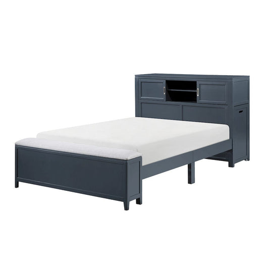 Homelegance  - Sloane Full Bookcase Platform Bed W/ Hidden Desk, Stool and Storage Bench in Smoke gray - B2024BUBCF-1x  view 1