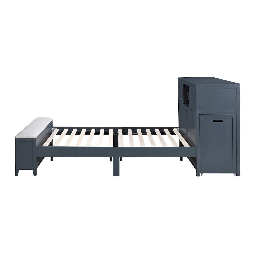 Homelegance  - Sloane Full Bookcase Platform Bed W/ Hidden Desk, Stool and Storage Bench in Smoke gray - B2024BUBCF-1x  view 4