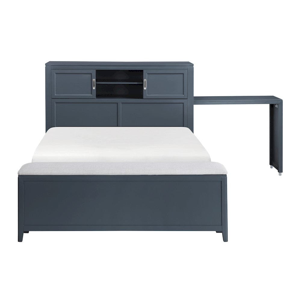 Homelegance  - Sloane Full Bookcase Platform Bed W/ Hidden Desk, Stool and Storage Bench in Smoke gray - B2024BUBCF-1x  view 5