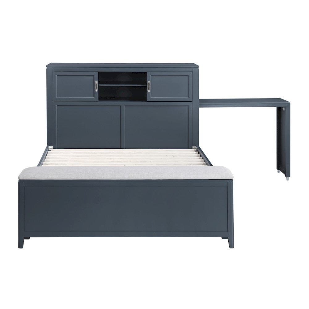 Homelegance  - Sloane Full Bookcase Platform Bed W/ Hidden Desk, Stool and Storage Bench in Smoke gray - B2024BUBCF-1x  view 6