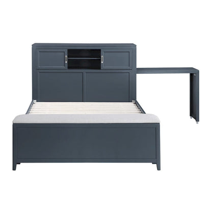 Homelegance  - Sloane Full Bookcase Platform Bed W/ Hidden Desk, Stool and Storage Bench in Smoke gray - B2024BUBCF-1x  view 6