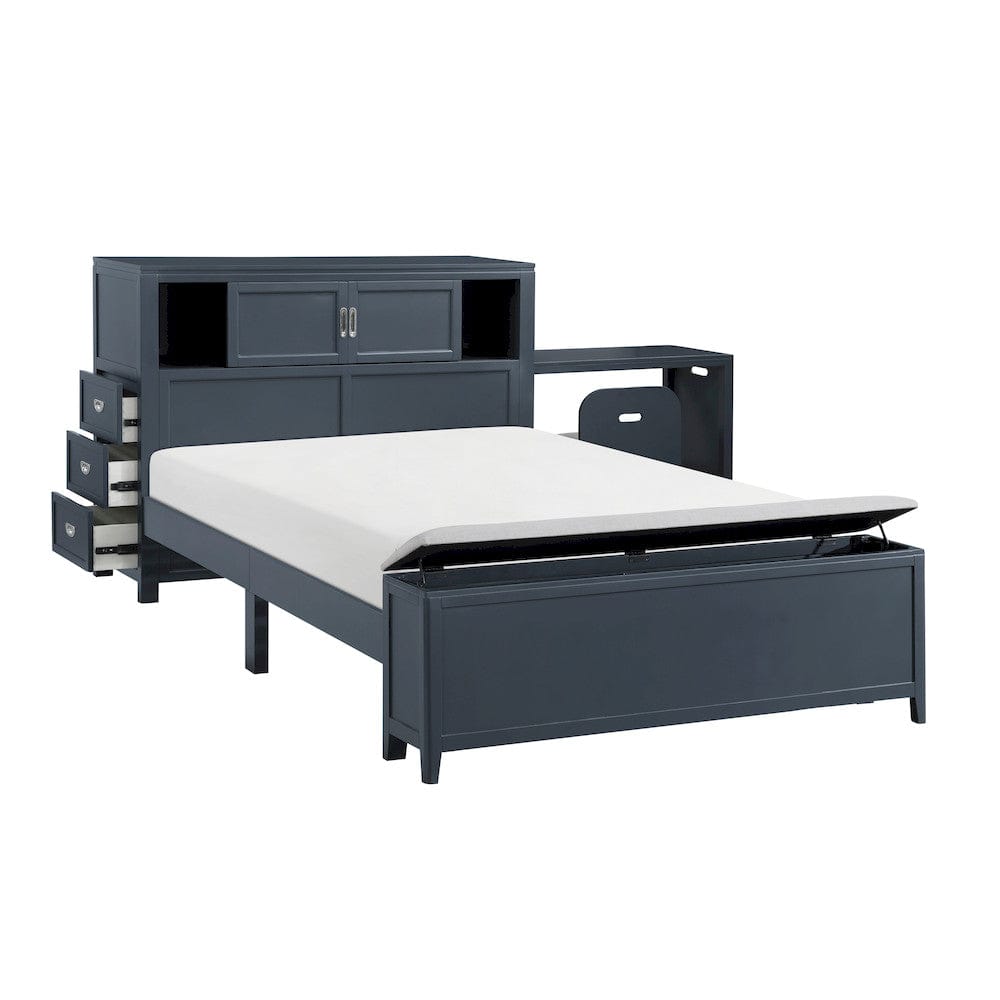 Homelegance  - Sloane Full Bookcase Platform Bed W/ Hidden Desk, Stool and Storage Bench in Smoke gray - B2024BUBCF-1x  view 7