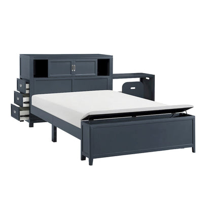 Homelegance  - Sloane Full Bookcase Platform Bed W/ Hidden Desk, Stool and Storage Bench in Smoke gray - B2024BUBCF-1x  view 7