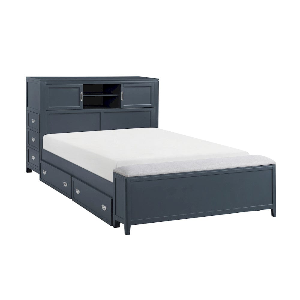 Homelegance  - Sloane Full Bookcase Platform Bed W/ Hidden Desk, Stool and Storage Bench in Smoke gray - B2024BUBCF-1x  view 9