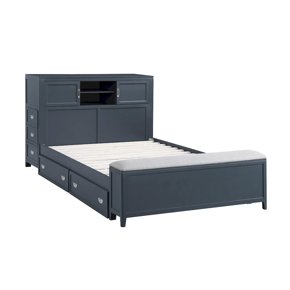 Homelegance  - Sloane Full Bookcase Platform Bed W/ Hidden Desk, Stool and Storage Bench in Smoke gray - B2024BUBCF-1x  view 10
