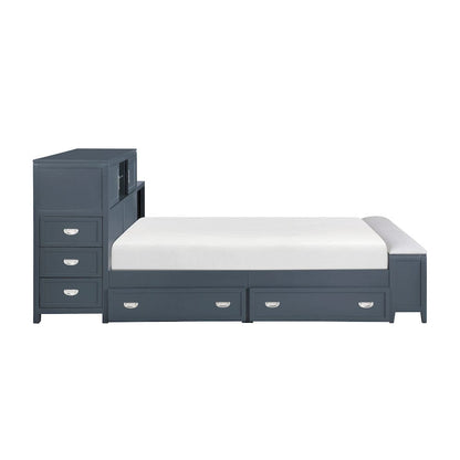 Homelegance  - Sloane Full Bookcase Platform Bed W/ Hidden Desk, Stool and Storage Bench in Smoke gray - B2024BUBCF-1x  view 11