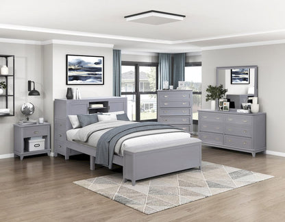 Homelegance  - Sloane Full Bookcase Platform Bed W/ Hidden Desk, Stool and Storage Bench in Smoke gray - B2024GYBCF-1x  view 2