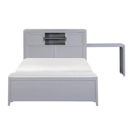Homelegance  - Sloane Full Bookcase Platform Bed W/ Hidden Desk, Stool and Storage Bench in Smoke gray - B2024GYBCF-1x  view 6