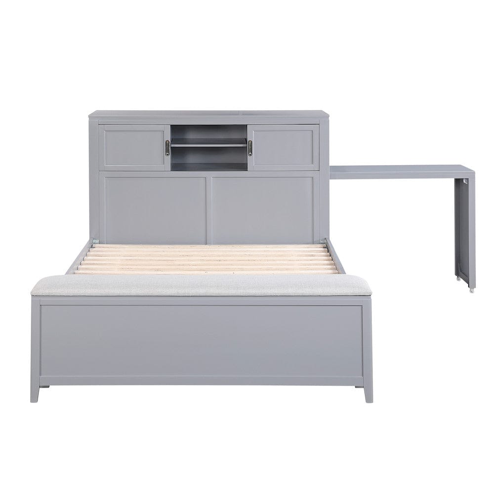 Homelegance  - Sloane Full Bookcase Platform Bed W/ Hidden Desk, Stool and Storage Bench in Smoke gray - B2024GYBCF-1x  view 7