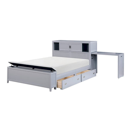 Homelegance  - Sloane Full Bookcase Platform Bed W/ Hidden Desk, Stool and Storage Bench in Smoke gray - B2024GYBCF-1x  view 10