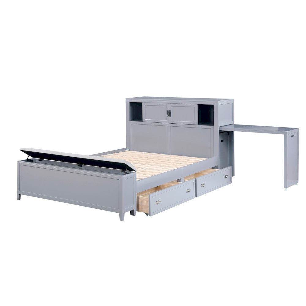 Homelegance  - Sloane Full Bookcase Platform Bed W/ Hidden Desk, Stool and Storage Bench in Smoke gray - B2024GYBCF-1x  view 11