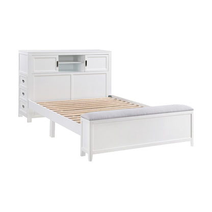 Homelegance  - Sloane Full Bookcase Platform Bed W/ Hidden Desk, Stool and Storage Bench in Smoke gray - B2024WHBCF-1x  view 2