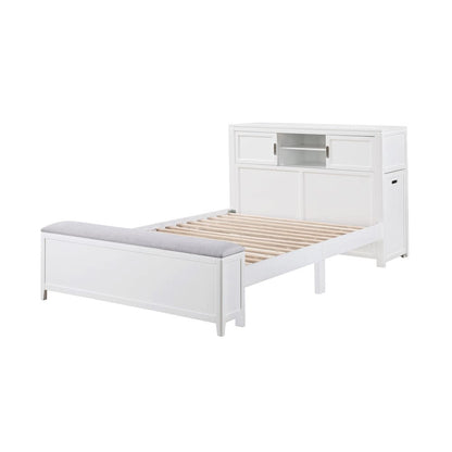 Homelegance  - Sloane Full Bookcase Platform Bed W/ Hidden Desk, Stool and Storage Bench in Smoke gray - B2024WHBCF-1x  view 4