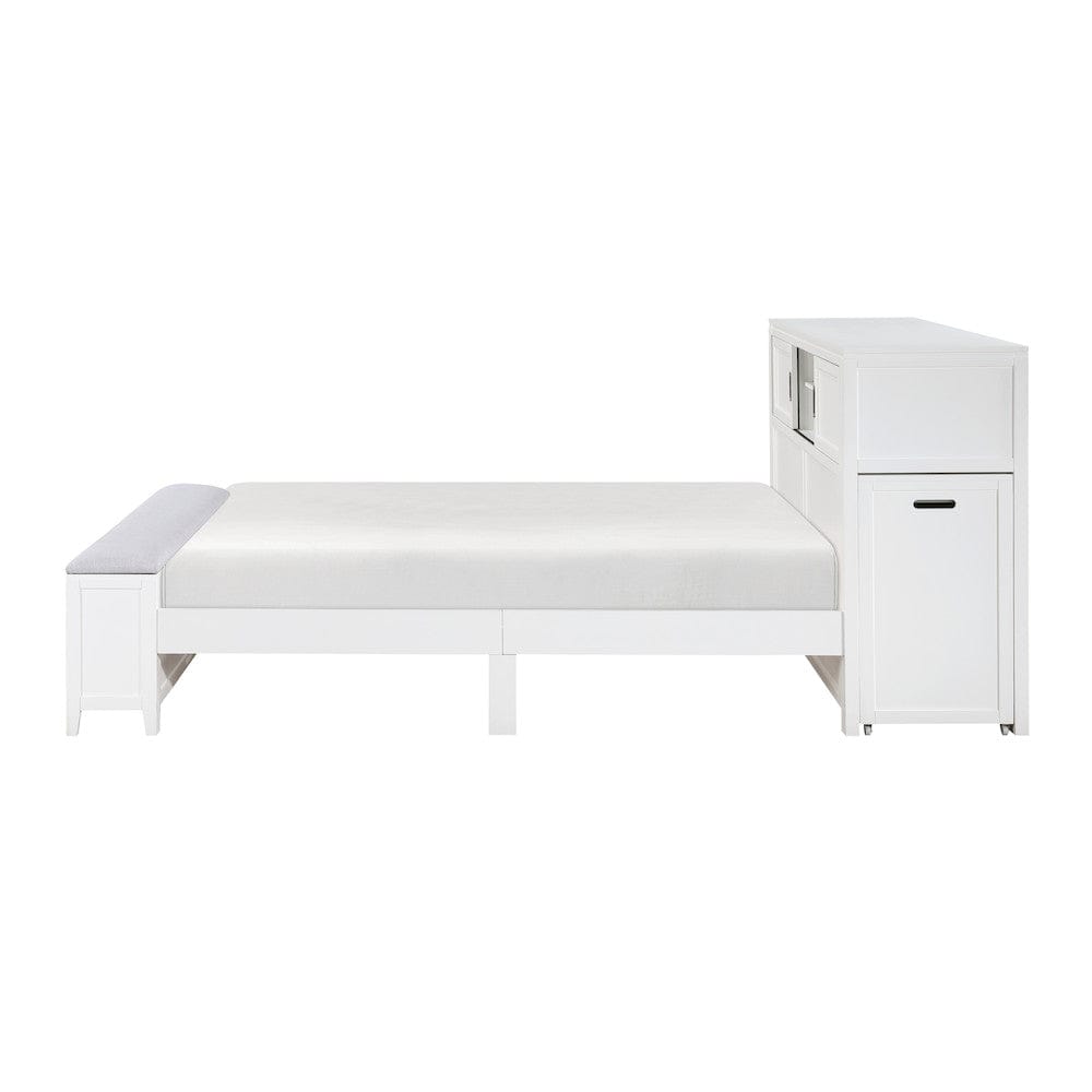 Homelegance  - Sloane Full Bookcase Platform Bed W/ Hidden Desk, Stool and Storage Bench in Smoke gray - B2024WHBCF-1x  view 5