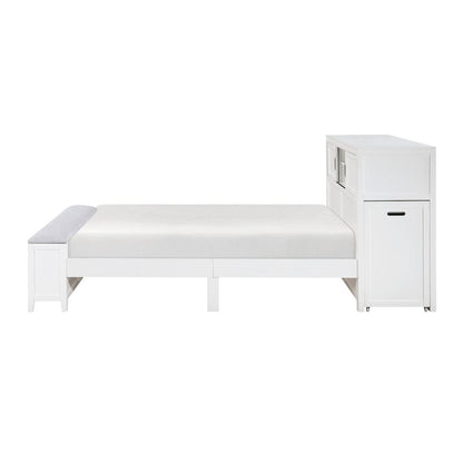 Homelegance  - Sloane Full Bookcase Platform Bed W/ Hidden Desk, Stool and Storage Bench in Smoke gray - B2024WHBCF-1x  view 5