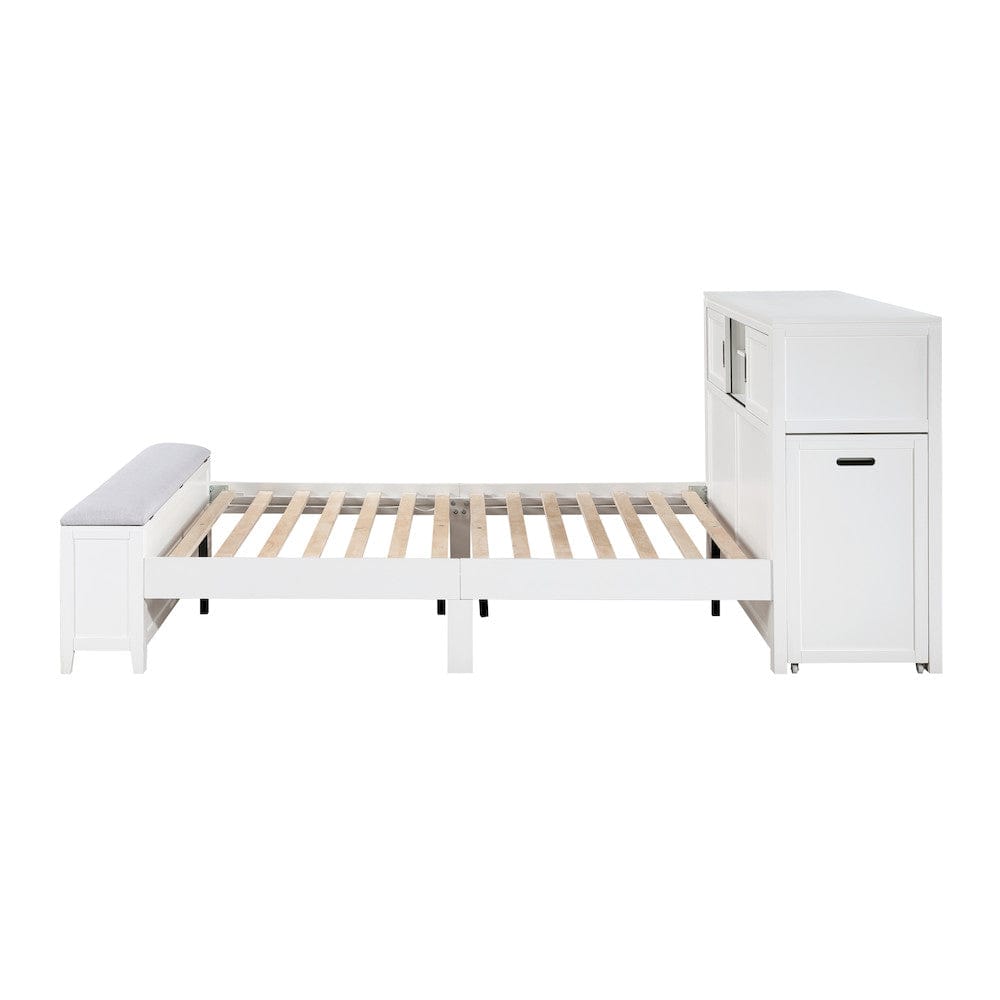 Homelegance  - Sloane Full Bookcase Platform Bed W/ Hidden Desk, Stool and Storage Bench in Smoke gray - B2024WHBCF-1x  view 6