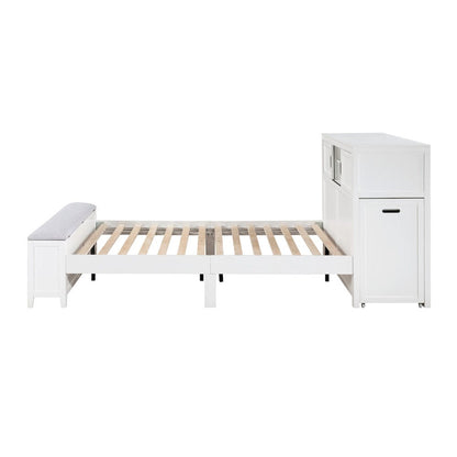 Homelegance  - Sloane Full Bookcase Platform Bed W/ Hidden Desk, Stool and Storage Bench in Smoke gray - B2024WHBCF-1x  view 6