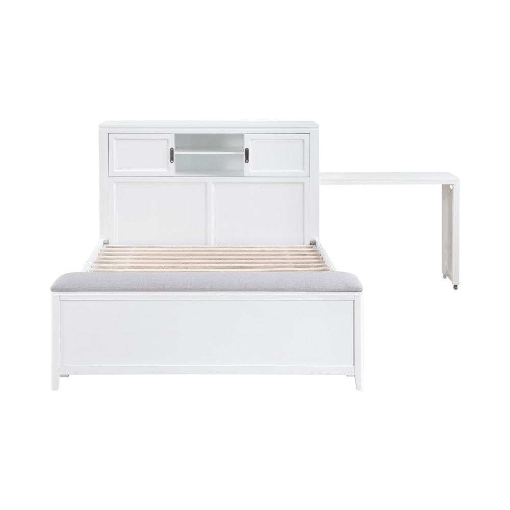 Homelegance  - Sloane Full Bookcase Platform Bed W/ Hidden Desk, Stool and Storage Bench in Smoke gray - B2024WHBCF-1x  view 8