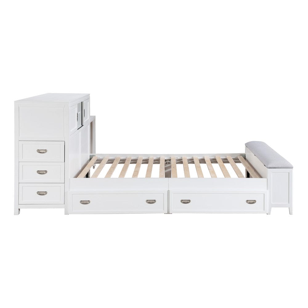Homelegance  - Sloane Full Bookcase Platform Bed W/ Hidden Desk, Stool and Storage Bench in Smoke gray - B2024WHBCF-1x  view 10