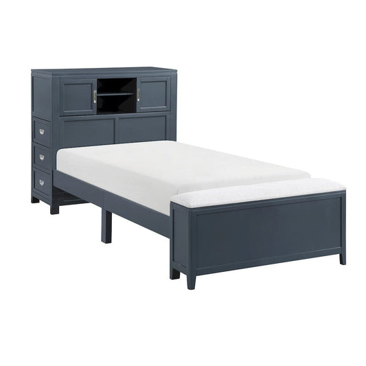 Homelegance  - Sloane Twin Bookcase Platform Bed W/ Hidden Desk, Stool and Storage Bench in Smoke gray - B2024BUBC-1x  view 1