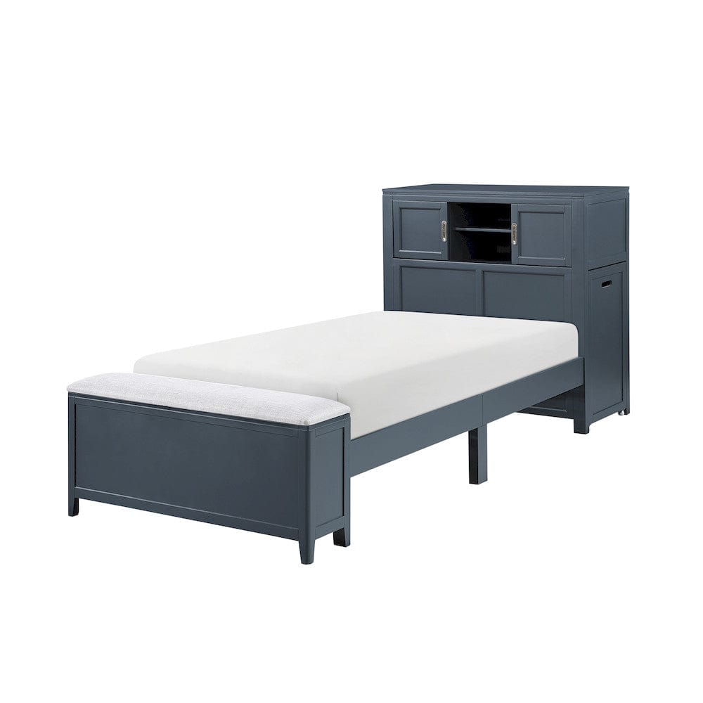 Homelegance  - Sloane Twin Bookcase Platform Bed W/ Hidden Desk, Stool and Storage Bench in Smoke gray - B2024BUBC-1x  view 3