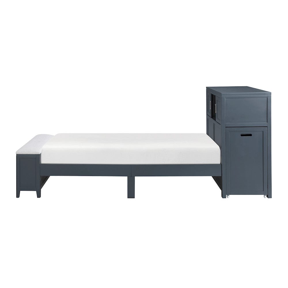 Homelegance  - Sloane Twin Bookcase Platform Bed W/ Hidden Desk, Stool and Storage Bench in Smoke gray - B2024BUBC-1x  view 5