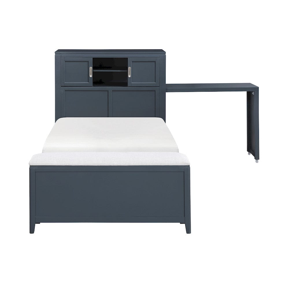Homelegance  - Sloane Twin Bookcase Platform Bed W/ Hidden Desk, Stool and Storage Bench in Smoke gray - B2024BUBC-1x  view 7