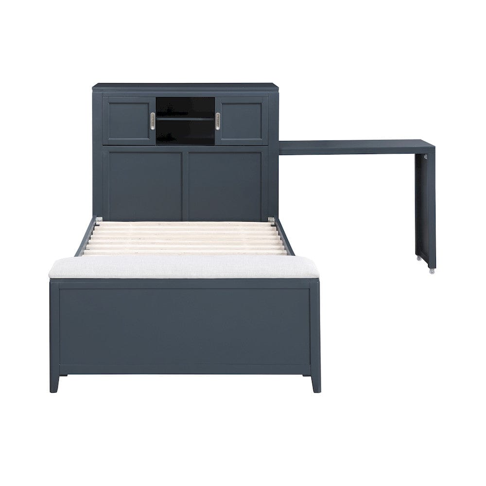 Homelegance  - Sloane Twin Bookcase Platform Bed W/ Hidden Desk, Stool and Storage Bench in Smoke gray - B2024BUBC-1x  view 8