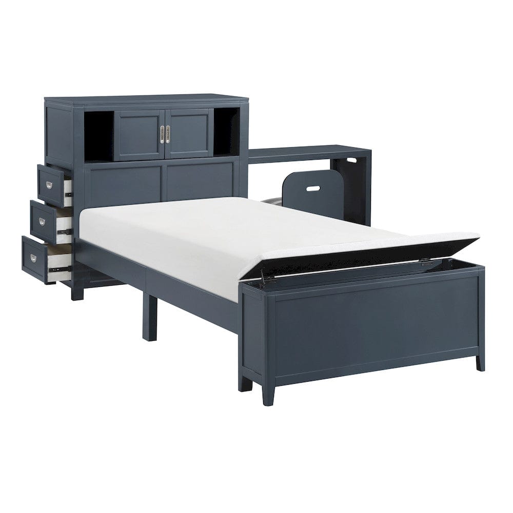Homelegance  - Sloane Twin Bookcase Platform Bed W/ Hidden Desk, Stool and Storage Bench in Smoke gray - B2024BUBC-1x  view 9