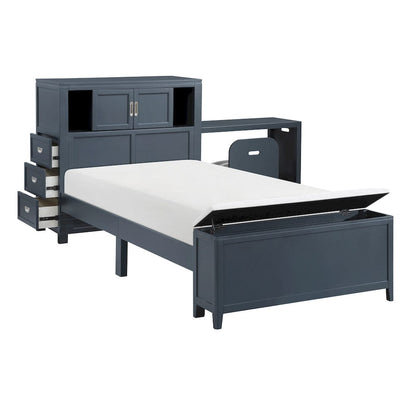 Homelegance  - Sloane Twin Bookcase Platform Bed W/ Hidden Desk, Stool and Storage Bench in Smoke gray - B2024BUBC-1x  view 9