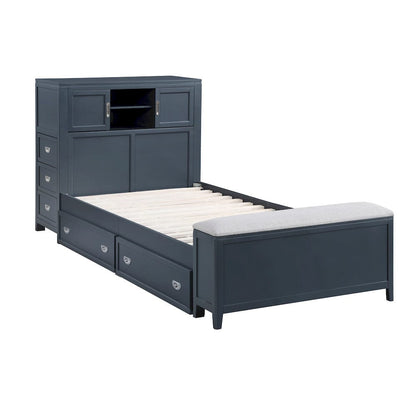 Homelegance  - Sloane Twin Bookcase Platform Bed W/ Hidden Desk, Stool and Storage Bench in Smoke gray - B2024BUBC-1x  view 12