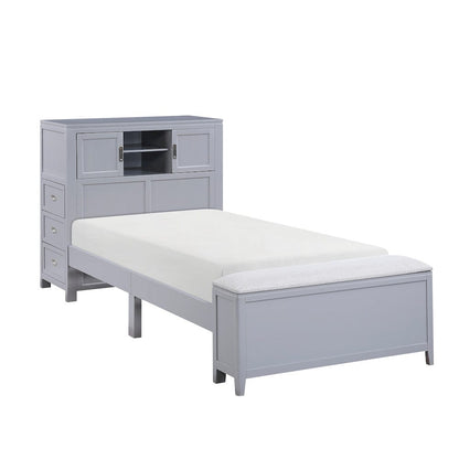 Homelegance  - Sloane Twin Bookcase Platform Bed W/ Hidden Desk, Stool and Storage Bench in Smoke gray - B2024GYBC-1x  view 1