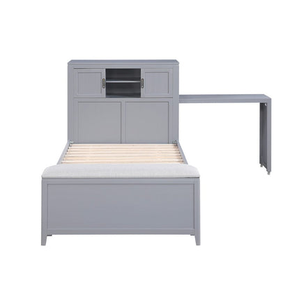 Homelegance  - Sloane Twin Bookcase Platform Bed W/ Hidden Desk, Stool and Storage Bench in Smoke gray - B2024GYBC-1x  view 7