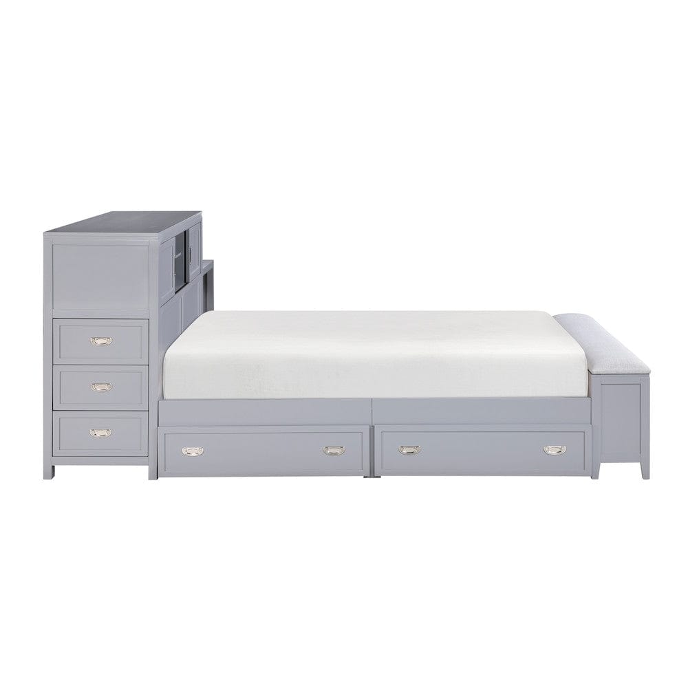 Homelegance  - Sloane Twin Bookcase Platform Bed W/ Hidden Desk, Stool and Storage Bench in Smoke gray - B2024GYBC-1x  view 12