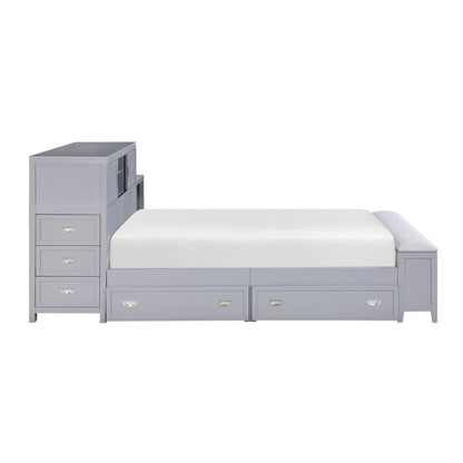 Homelegance  - Sloane Twin Bookcase Platform Bed W/ Hidden Desk, Stool and Storage Bench in Smoke gray - B2024GYBC-1x  view 12