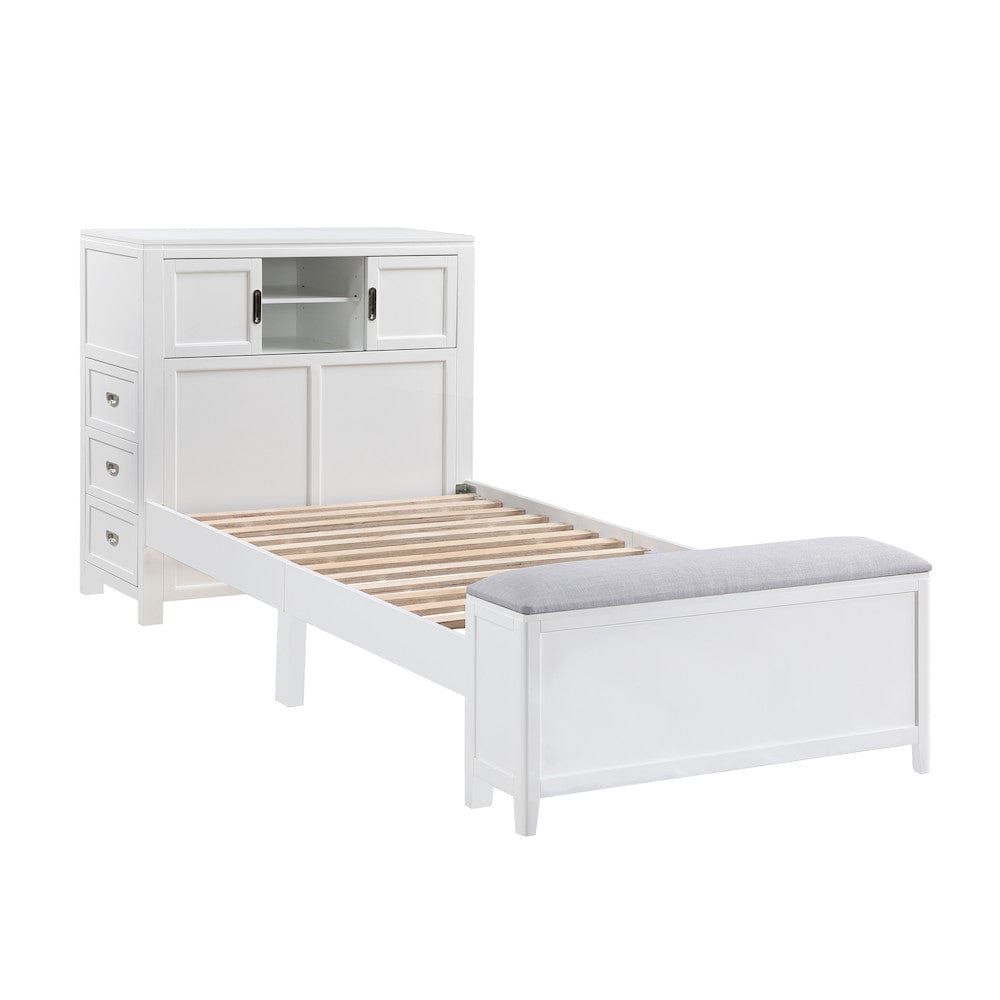 Homelegance  - Sloane Twin Bookcase Platform Bed W/ Hidden Desk, Stool and Storage Bench in Smoke gray - B2024WHBC-1x  view 2