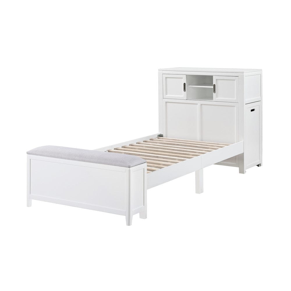 Homelegance  - Sloane Twin Bookcase Platform Bed W/ Hidden Desk, Stool and Storage Bench in Smoke gray - B2024WHBC-1x  view 4