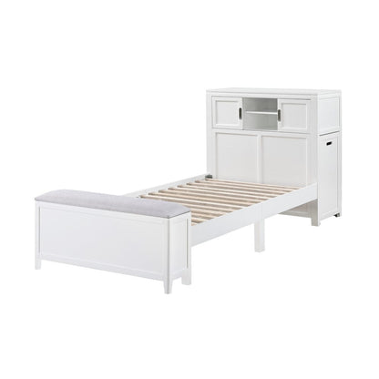 Homelegance  - Sloane Twin Bookcase Platform Bed W/ Hidden Desk, Stool and Storage Bench in Smoke gray - B2024WHBC-1x  view 4