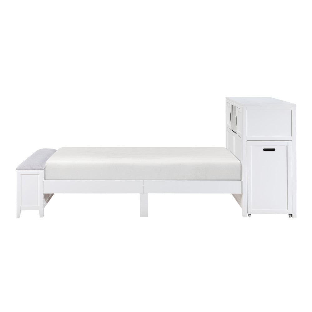 Homelegance  - Sloane Twin Bookcase Platform Bed W/ Hidden Desk, Stool and Storage Bench in Smoke gray - B2024WHBC-1x  view 5
