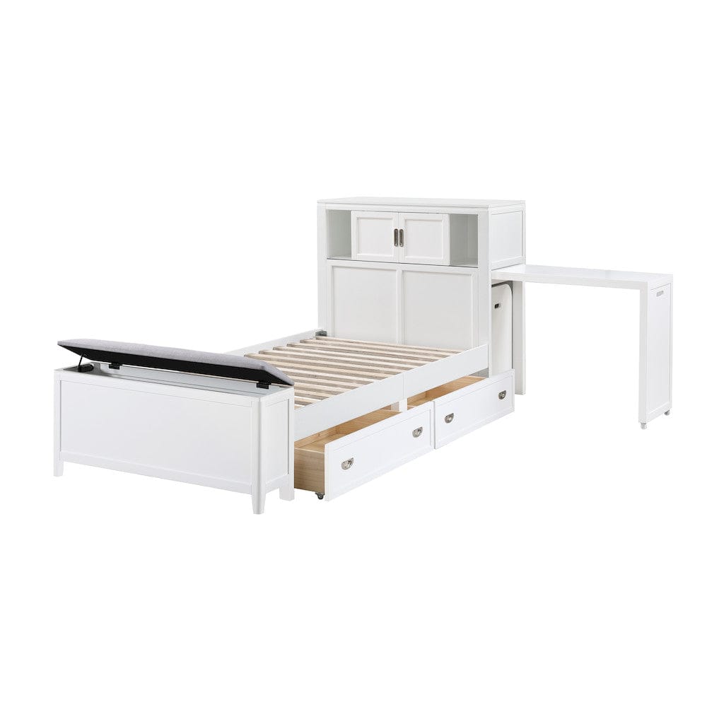 Homelegance  - Sloane Twin Bookcase Platform Bed W/ Hidden Desk, Stool and Storage Bench in Smoke gray - B2024WHBC-1x  view 9