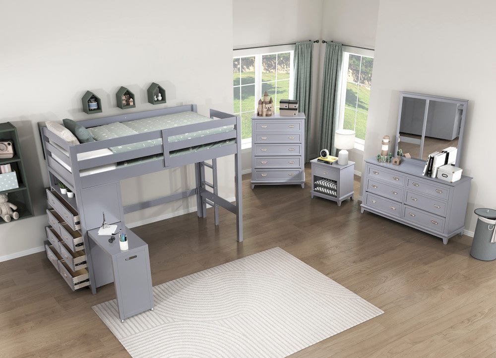 Homelegance  - Sloane Twin/Full Loft Bunk Bed W/ Chest and Hidden Desk - B2024GYLTF-1x  view 5