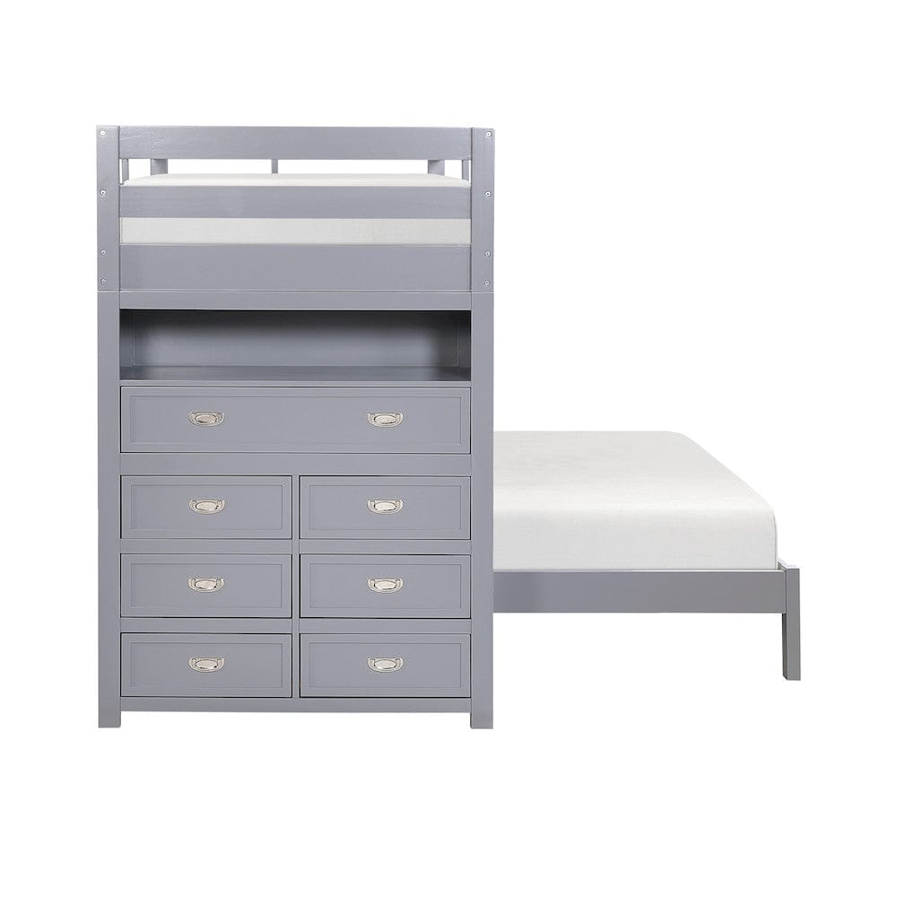 Homelegance  - Sloane Twin/Full Loft Bunk Bed W/ Chest and Hidden Desk - B2024GYLTF-1x  view 11