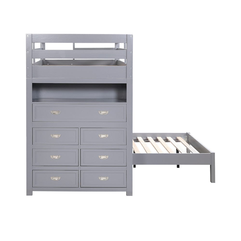 Homelegance  - Sloane Twin/Full Loft Bunk Bed W/ Chest and Hidden Desk - B2024GYLTF-1x  view 12