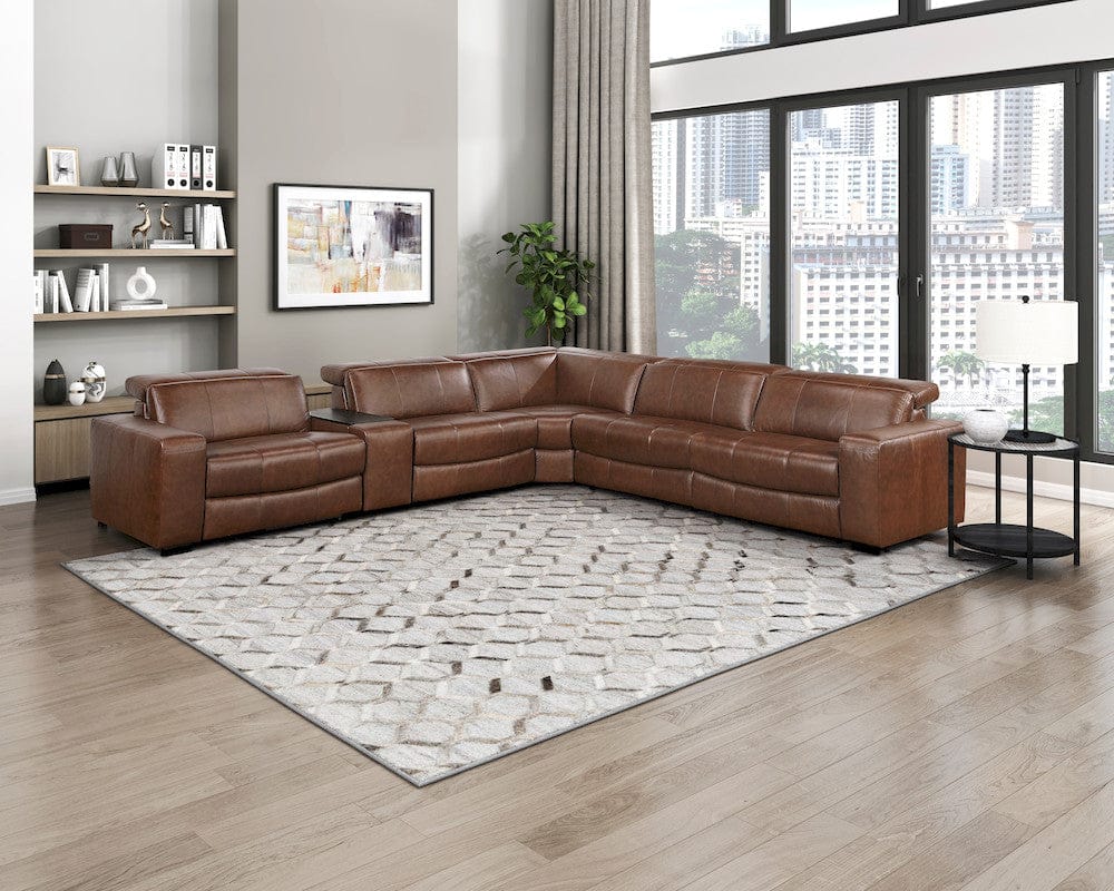 Homelegance  - Sutton 6-Piece Modular Power Reclining Sectional W/ Power Headrests and Charging Ports in Brown - 9790BRWx6LRRRPWH  view 1