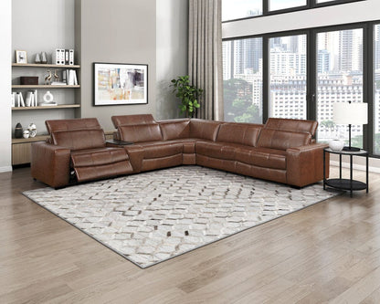 Homelegance  - Sutton 6-Piece Modular Power Reclining Sectional W/ Power Headrests and Charging Ports in Brown - 9790BRWx6LRRRPWH  view 2