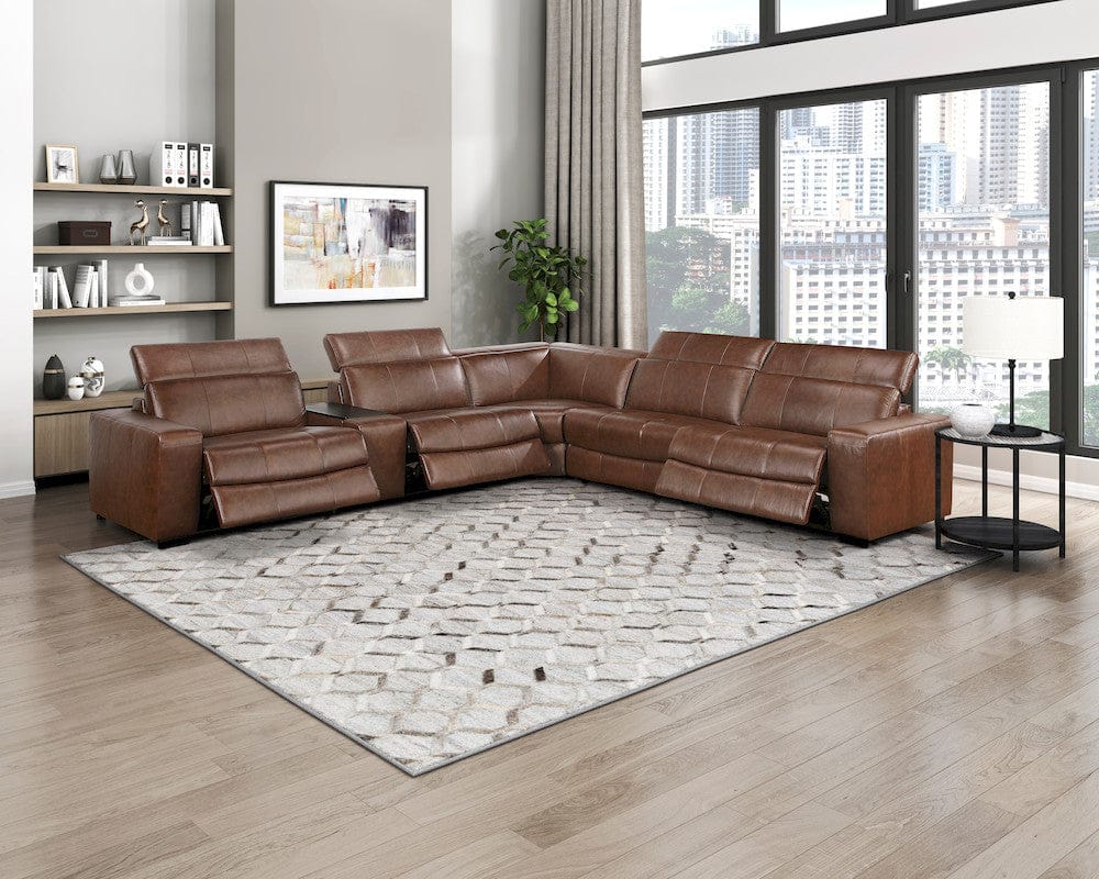 Homelegance  - Sutton 6-Piece Modular Power Reclining Sectional W/ Power Headrests and Charging Ports in Brown - 9790BRWx6LRRRPWH  view 3